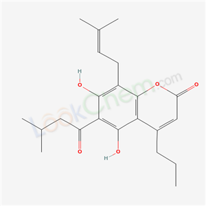 4-Propyl-5,7-dihydroxy-6-(3-methylbutanoyl)-8-(3-methyl-2-butenyl)-2H-1-benzopyran-2-one