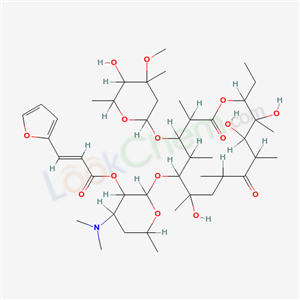 60847-78-1,4-(dimethylamino)-2-({14-ethyl-7,12,13-trihydroxy-4-[(5-hydroxy-4-methoxy-4,6-dimethyltetrahydro-2H-pyran-2-yl)oxy]-3,5,7,9,11,13-hexamethyl-2,10-dioxooxacyclotetradecan-6-yl}oxy)-6-methyltetrahydro-2H-pyran-3-yl (2E)-3-furan-2-ylprop-2-enoate (non-prefer,Erythromycin,2'-(3-(2-furanyl)-2-propenoate);3-Cladinosyl-5-(2'-O-(2-furyl)acryloyl)desosaminylerythronolide A;Erythromycin,2'-(3-(2-furyl)acrylate);