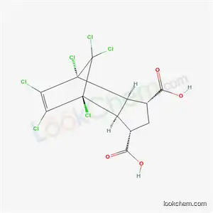 Molecular Structure of 5103-66-2 ((1R,3S,3aR,4S,7R,7aS)-4,5,6,7,8,8-hexachloro-2,3,3a,4,7,7a-hexahydro-1H-4,7-methanoindene-1,3-dicarboxylic acid)