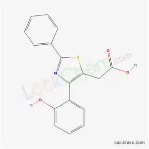 Molecular Structure of 53514-95-7 ([4-(2-hydroxyphenyl)-2-phenyl-1,3-thiazol-5-yl]acetic acid)