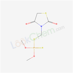 17702-76-0,Dithiophosphoric acid S-[(2,4-dioxothiazolidin-5-yl)methyl]O,O-dimethyl ester,3-(dimethoxyphosphinothioylsulfanylmethyl)-1,3-thiazolidine-2,4-dione;