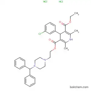 Molecular Structure of 90119-98-5 (3,5-Pyridinedicarboxylic acid,
4-(3-chlorophenyl)-1,4-dihydro-2,6-dimethyl-,
2-[4-(diphenylmethyl)-1-piperazinyl]ethyl ethyl ester, dihydrochloride)