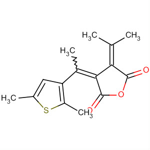 Molecular Structure of 118408-54-1 (2,5-Furandione,
3-[1-(2,5-dimethyl-3-thienyl)ethylidene]dihydro-4-(1-methylethylidene)-)