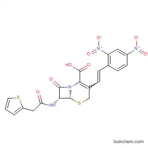 Molecular Structure of 74126-11-7 (5-Thia-1-azabicyclo[4.2.0]oct-2-ene-2-carboxylic acid,
3-[2-(2,4-dinitrophenyl)ethenyl]-8-oxo-7-[(2-thienylacetyl)amino]-,
(6R,7R)-)