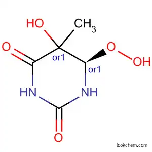 Molecular Structure of 53694-74-9 (2,4(1H,3H)-Pyrimidinedione,
dihydro-6-hydroperoxy-5-hydroxy-5-methyl-, trans-)