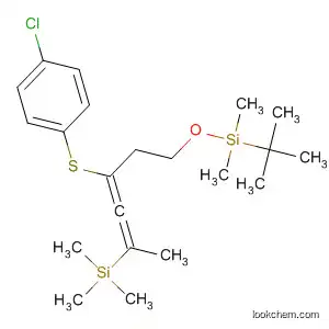 Molecular Structure of 105550-55-8 (Silane,
[3-[(4-chlorophenyl)thio]-5-[[(1,1-dimethylethyl)dimethylsilyl]oxy]-1-methyl
-1,2-pentadienyl]trimethyl-)