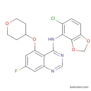 Molecular Structure of 379230-38-3 (7-Fluoro-N-(5-chloro-1,3-benzodioxol-4-yl)-5-(tetrahydro-2H-pyran-4-yloxy)quinazolin-4-amine)