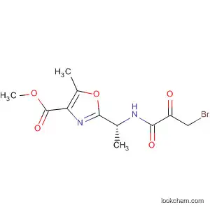 Molecular Structure of 847364-09-4 (4-Oxazolecarboxylic acid,
2-[(1R)-1-[(3-bromo-1,2-dioxopropyl)amino]ethyl]-5-methyl-, methyl
ester)