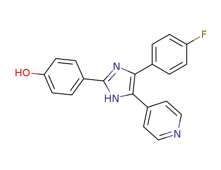 Molecular Structure of 152121-30-7 (Phenol,4-[4-(4-fluorophenyl)-5-(4-pyridinyl)-1H-imidazol-2-yl]-)