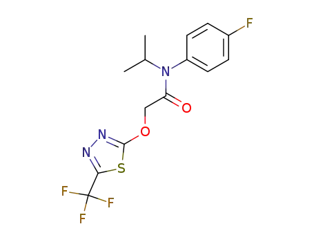 Molecular Structure of 142459-58-3 (Acetamide,N-(4-fluorophenyl)-N-(1-methylethyl)-2-[[5-(trifluoromethyl)-1,3,4-thiadiazol-2-yl]oxy]-)