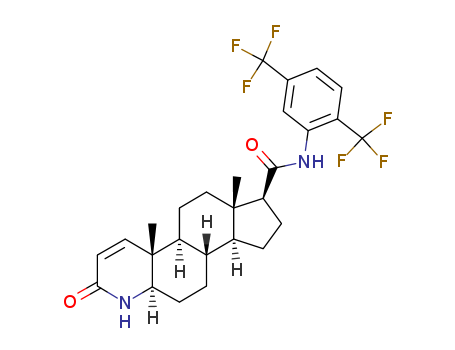 164656-23-9,Dutasteride,4-Azaandrost-1-ene-17-carboxamide,N-[2,5-bis(trifluoromethyl)phenyl]-3-oxo-, (5a,17b)-;Avodart;1H-Indeno(5,4-f)quinoline-7-carboxamide,N-(2,5-bis(trifluoromethyl)phenyl)-2,4a,4b,5,6,6a,7,8,9,9a,9b,10,11,11a-tetradecahydro-4a,6a-dimethyl-2-oxo-, (4aR,4bS,6aS,7S,9aS,9bS,11aR)-;alpha,alpha,alpha,alpha',alpha',alpha'-Hexafluoro-3-oxo-4-aza-5alpha-androst-1-ene-17beta-carboxy-2',5'-xylidide;