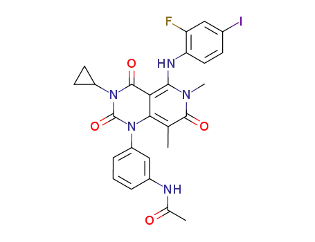 Molecular Structure of 871700-17-3 (N-[3-[3-Cyclopropyl-5-[(2-fluoro-4-iodophenyl)amino]-3,4,6,7-tetrahydro-6,8-dimethyl-2,4,7-trioxopyrido[4,3-d]pyrimidin-1(2H)-yl]phenyl]acetamide)