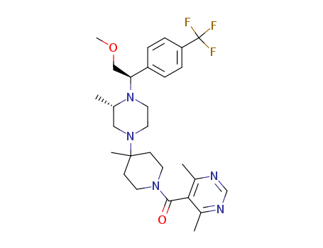 (4,6-DIMETHYLPYRIMIDIN-5-YL)-[4-[(3S)-4-[(1R)-2-METHOXY-1-[4-(TRIFLUOR OMETHYL)PHENYL]ETHYL]-3-METHYL-PIPERAZIN-1-YL]-4-METHYL-PIPERIDIN-1-YL]ME THANONECAS