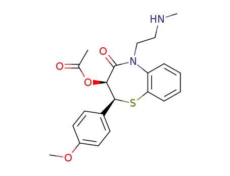 86408-45-9,DESMETHYL DILTIAZEM HCL,N-monodesmethyl diltiazem;1,5-Benzothiazepin-4(5H)-one,3-(acetyloxy)-2,3-dihydro-2-(4-methoxyphenyl)-5-(2-(methylamino)ethyl)-,(2S,3S);N-desmethyl-diltiazem;N-Desmethyldiltiazem maleate (1:1);desmethyldiltiazem;