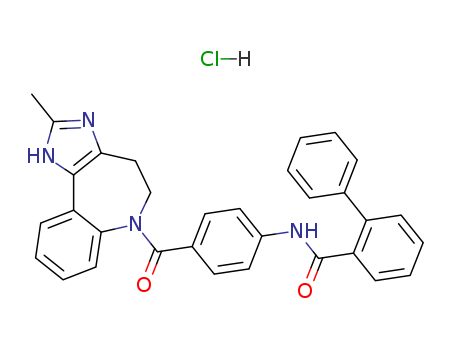 168626-94-6,Conivaptan hydrochloride,[1,1'-Biphenyl]-2-carboxamide,N-[4-[(4,5-dihydro-2-methylimidazo[4,5-d][1]benzazepin-6(1H)-yl)carbonyl]phenyl]-,monohydrochloride (9CI);N-[4-(2-Methyl-4,5-dihydro-3H-imidazo[4,5-d][1]benzazepine-6-carbonyl)phenyl]-2-phenylbenzamide hydrochloride;Vaprisol;YM 087;