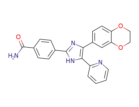 Molecular Structure of 301836-43-1 (4-(4-(2,3-DIHYDROBENZO[1,4]DIOXIN-6-YL)-5-PYRIDIN-2-YL-1H-IMIDAZOL-2-YL)BENZAMIDE)