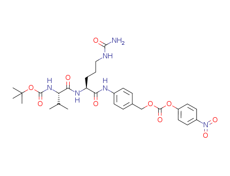 870487-10-8,Boc-Val-Cit-PAB-PNP,tert-butyl ((5)-3-methyl-1-(((5)-1-((4-((((4-nitrophenoxy)carbonyl)oxy)methyl)phenyl)amino)-1-oxo-5-ureidopentan-2-yl)amino)-1-oxobutan-2-yl)carbamate