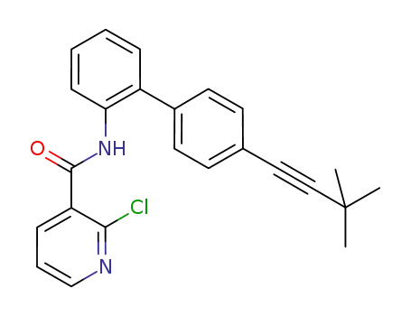 Molecular Structure of 723748-52-5 (3-Pyridinecarboxamide,
2-chloro-N-[4'-(3,3-dimethyl-1-butynyl)[1,1'-biphenyl]-2-yl]-)