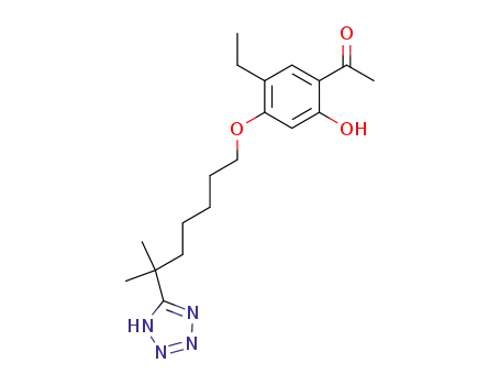 Molecular Structure of 117690-79-6 (1-[5-ETHYL-2-HYDROXY-4-[[6-METHYL-6-(1H-TETRAZOL-5-YL)HEPTYL]OXY]PHENYL]ETHANONE)