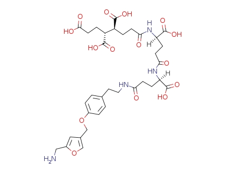 7-[[(2S)-5-[[(2S)-5-amino-1-hydroxy-1,5-dioxopentan-2-yl]-[2-[4-[[5-(aminomethyl)furan-3-yl]methoxy]phenyl]ethyl]amino]-1-hydroxy-1,5-dioxopentan-2-yl]amino]-7-oxoheptane-1,3,4-tricarboxylic acid