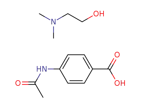 Molecular Structure of 3635-74-3 (4-(acetamido)benzoic acid, compound with 2-(dimethylamino)ethanol (1:1))