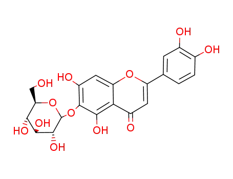 Molecular Structure of 72380-28-0 (4H-1-Benzopyran-4-one,2-(3,4-dihydroxyphenyl)- 6-(â-D-glucopyranosyloxy)-5,7- dihydroxy- )