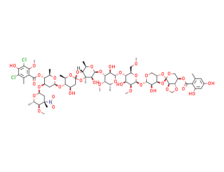 b-D-Mannopyranoside,O-(1R)-4-O-(2,4-dihydroxy-6-methylbenzoyl)-2,3-O-methylene-D-xylopyranosylidene-(1?3-4)-a-L-lyxopyranosyl O-2,3,6-trideoxy-3-C-methyl-4-O-methyl-3-nitro-a-L-arabino-hexopyranosyl-(