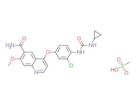 857890-39-2,lenvatinib Mesylate,6-Quinolinecarboxamide,4-[3-chloro-4-[[(cyclopropylamino)carbonyl]amino]phenoxy]-7-methoxy-,monomethanesulfonate