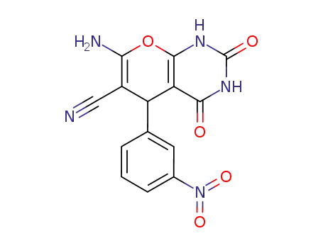 Molecular Structure of 94988-66-6 (7-AMINO-5-(3-NITROPHENYL)-2,4-DIOXO-1,3,5,8-TETRAHYDRO-8-OXAQUINAZOLINE-6-CARBONITRILE)