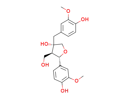 Molecular Structure of 2955-23-9 (2-Methoxy-4-[[(2S)-3β-(hydroxymethyl)-4α-hydroxy-4-(3-methoxy-4-hydroxybenzyl)tetrahydrofuran]-2α-yl]phenol)