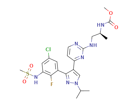 1269440-17-6,Encorafenib (LGX818),LGX 818;LGX818;LGX-818;(S)-Methyl [1-[[4-[3-[5-chloro-2-fluoro-3-(methylsulfonamido)phenyl]-1-isopropyl-1H-pyrazol-4-yl]pyrimidin-2-yl]amino]propan-2-yl]carbamate
