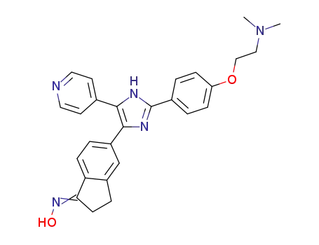 Molecular Structure of 405554-55-4 (5-[2-[4-[2-(Dimethylamino)ethoxy]phenyl]-5-(4-pyridinyl)-1H-imidazol-4-yl]-2,3-dihydro-1H-inden-1-one oxime)