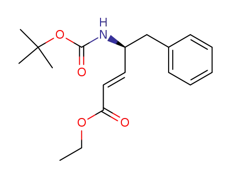 Molecular Structure of 124818-94-6 (2-Pentenoic acid, 4-[[(1,1-dimethylethoxy)carbonyl]amino]-5-phenyl-,
ethyl ester, (2E,4S)-)
