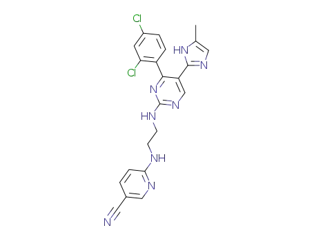 Molecular Structure of 252917-06-9 (6-[2-[4-(2,4-Dichlorophenyl)-5-(4-methyl-1H-imidazol-2-yl)pyrimidin-2-ylamino]ethylamino]pyridine-3-carbonitrile)
