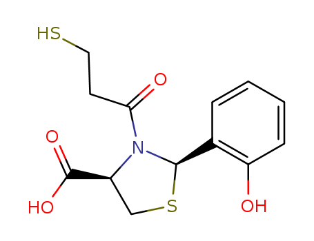 4-Thiazolidinecarboxylicacid, 2-(2-hydroxyphenyl)-3-(3-mercapto-1-oxopropyl)-, (2R,4R)-