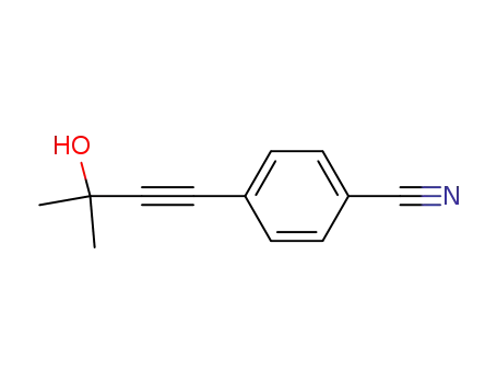 Molecular Structure of 80151-20-8 (Benzonitrile, 4-(3-hydroxy-3-methyl-1-butynyl)-)