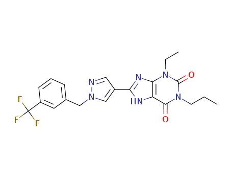 1H-Purine-2,6-dione,3-ethyl-3,9-dihydro-1-propyl-8-[1-[[3-(trifluoromethyl)phenyl]methyl]-1H-pyrazol-4-yl]-
