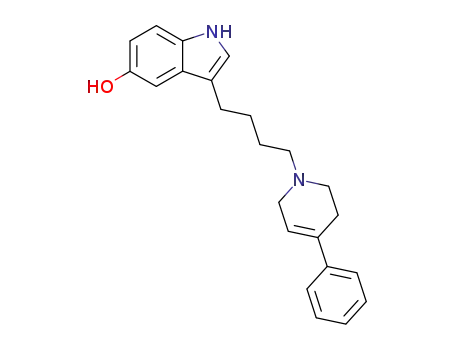 Molecular Structure of 112192-04-8 (3-[4-(3,6-DIHYDRO-4-PHENYL-1(2H)-PYRIDINYL)BUTYL]-1H-INDOL-5-OL HYDROCHLORIDE)