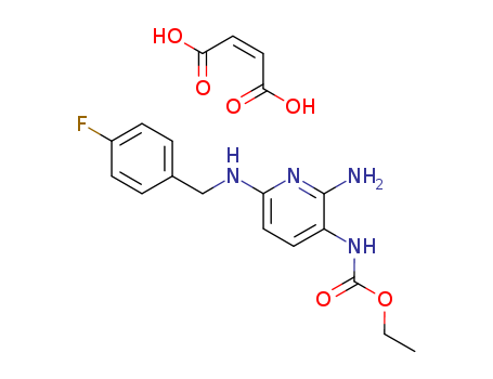 75507-68-5,Flupirtine maleate,(2-Amino-6-(((4-fluorophenyl)methyl)amino)-3-pyridinyl)carbamic acid ethyl ester maleate;Carbamic acid, (2-amino-6-(((4-fluorophenyl)methyl)amino)-3-pyridinyl)-, ethyl ester, (Z)-2-butenedioate (1:1);D-9998;Ethyl 2-amino-6-((p-fluorobenzyl)amino)-3-pyridinecarbamate maleate (1:1);Flupirtin-maleat;UNII-0VCI53PK4A;W 2964M;