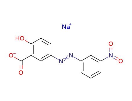 Molecular Structure of 584-42-9 (Benzoic acid,2-hydroxy-5-[2-(3-nitrophenyl)diazenyl]-, sodium salt (1:1))