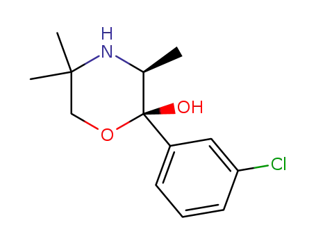 Molecular Structure of 192374-14-4 ((2S,3S)-2-(3-CHLORO-PHENYL)-3,5,5-TRIMETHYL-MORPHOLIN-2-OL HYDROCHLORIDE)