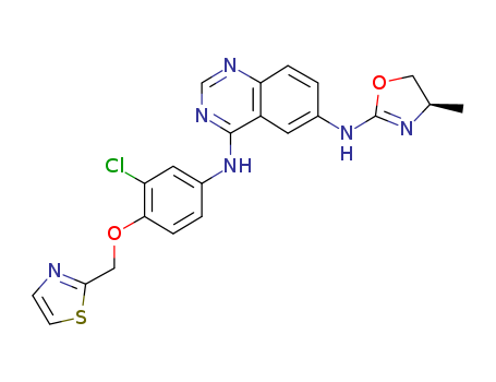 N4-[3-chloro-4-(2-thiazolylmethoxy)phenyl]-N6-[(4R)-4,5-dihydro-4-methyl-2-oxazolyl]-4,6-Quinazoline diamine