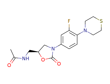 168828-58-8,PNU 100480,Acetamide,N-[[3-[3-fluoro-4-(4-thiomorpholinyl)phenyl]-2-oxo-5-oxazolidinyl]methyl]-,(S)-; PNU 100480; U 100480