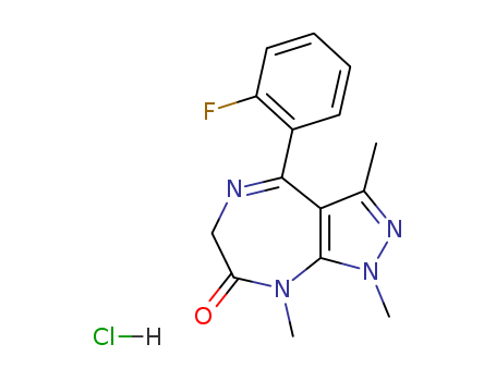 Pyrazolo[3,4-e][1,4]diazepin-7(1H)-one,4-(2-fluorophenyl)-6,8-dihydro-1,3,8-trimethyl-, hydrochloride (1:1)(33754-49-3)