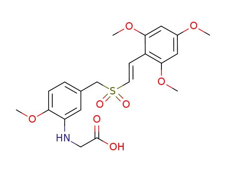 Molecular Structure of 592542-59-1 ((2-METHOXY-5-[2-(2,4,6-TRIMETHOXY-PHENYL)-ETHENESULFONYLMETHYL]-PHENYLAMINO)-ACETIC ACID, SODIUM SALT)