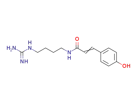 Molecular Structure of 7295-86-5 (2-Propenamide,
N-[4-[(aminoiminomethyl)amino]butyl]-3-(4-hydroxyphenyl)-)