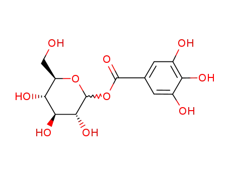 Molecular Structure of 554-37-0 ([(2S,3R,4S,5R,6R)-3,4,5-trihydroxy-6-(hydroxymethyl)oxan-2-yl] 3,4,5-trihydroxybenzoate)