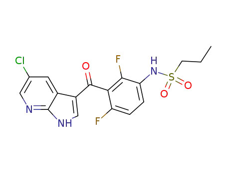 Molecular Structure of 918505-84-7 (N-[3-[(5-Chloro-1H-pyrrolo[2,3-b]pyridin-3-yl)carbonyl]-2,4-difluorophenyl]-1-propanesulfonamide)