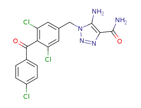 Molecular Structure of 99519-84-3 (5-Amino-1-(3,5-dichloro-4-(4-chlorobenzoyl)benzyl)-1H-1,2,3-triazole-4-carboxamide)