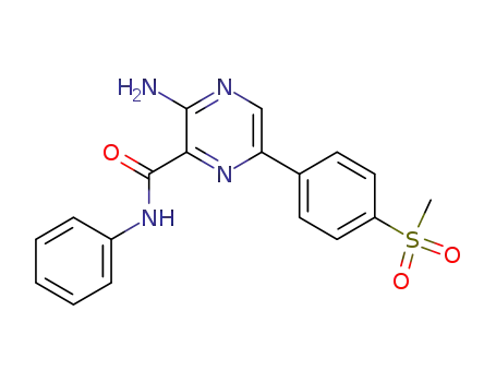 Molecular Structure of 1232410-49-9 (3-Amino-6-[4-(methylsulfonyl)phenyl]-N-phenyl-2-pyrazinecarboxamide)
